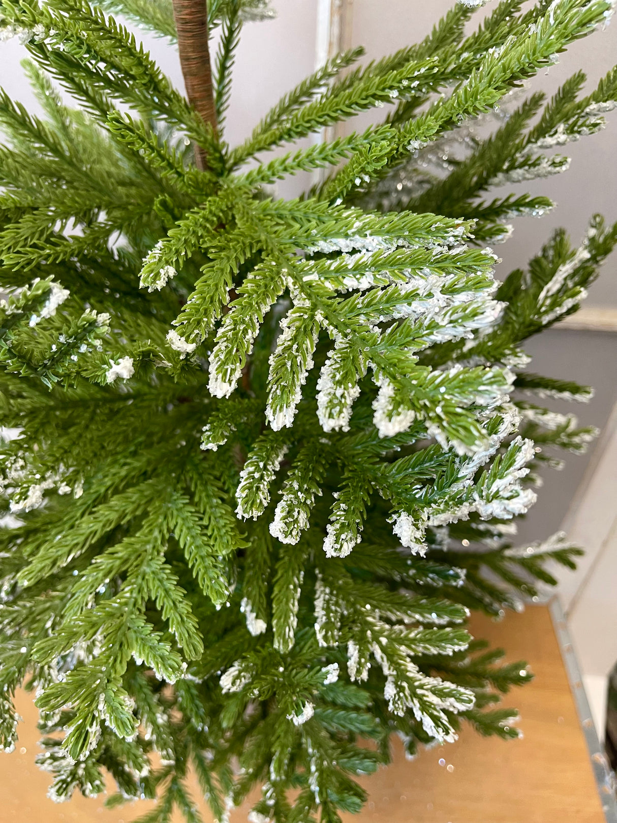 35" Snowed Pine Tree in Tin Planter