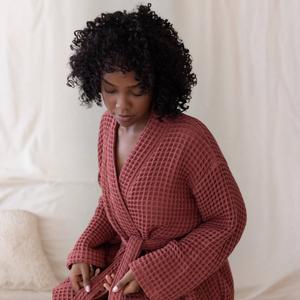 Sage Luxurious Waffle Bathrobe / XXL