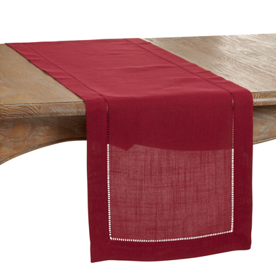 Burgundy Table Runner with Hemstitching