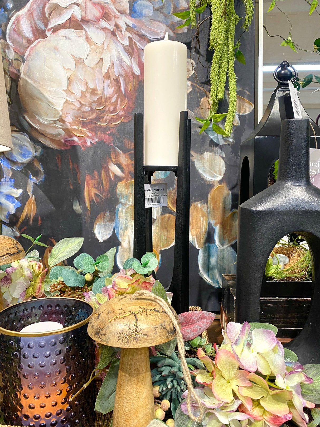 16" Black Pillar Candleholder