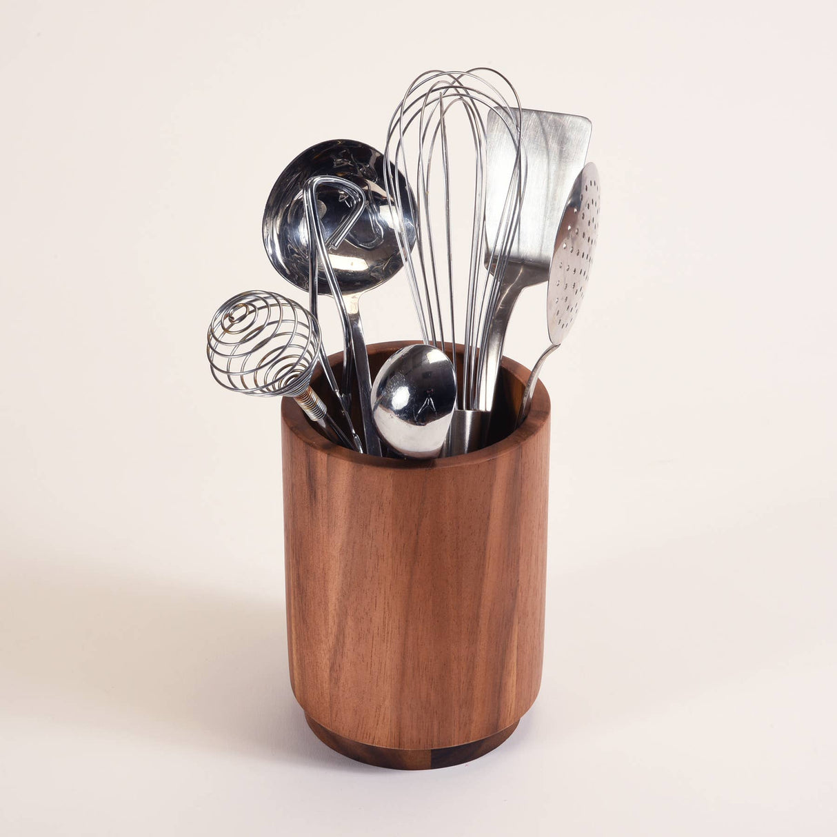 Medium Acacia Lazy Susan Utensil Holder