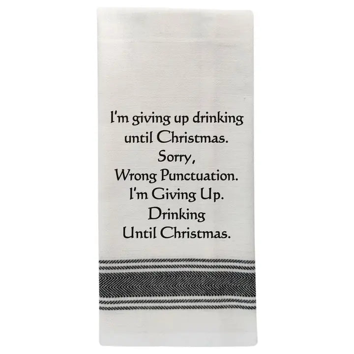 Giving Up Drinking Funny Tea Towel