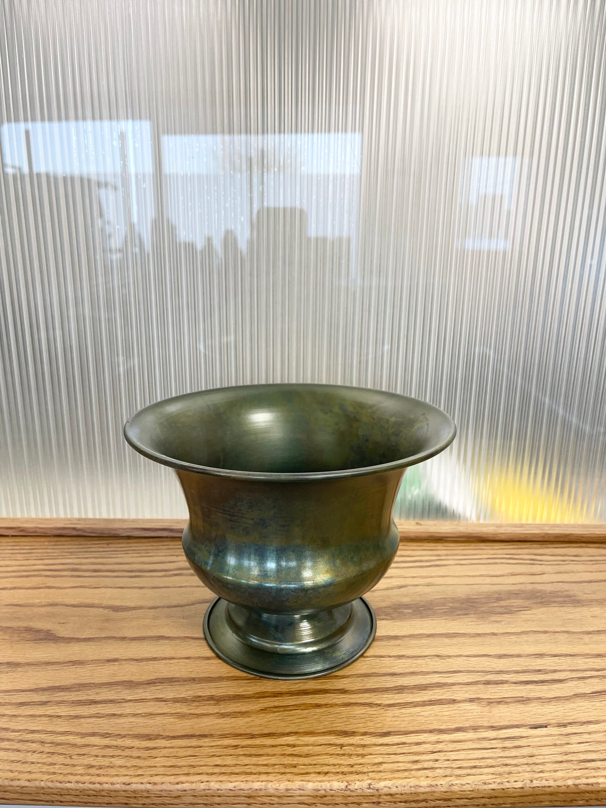 Large Patina Tin Compote Pot