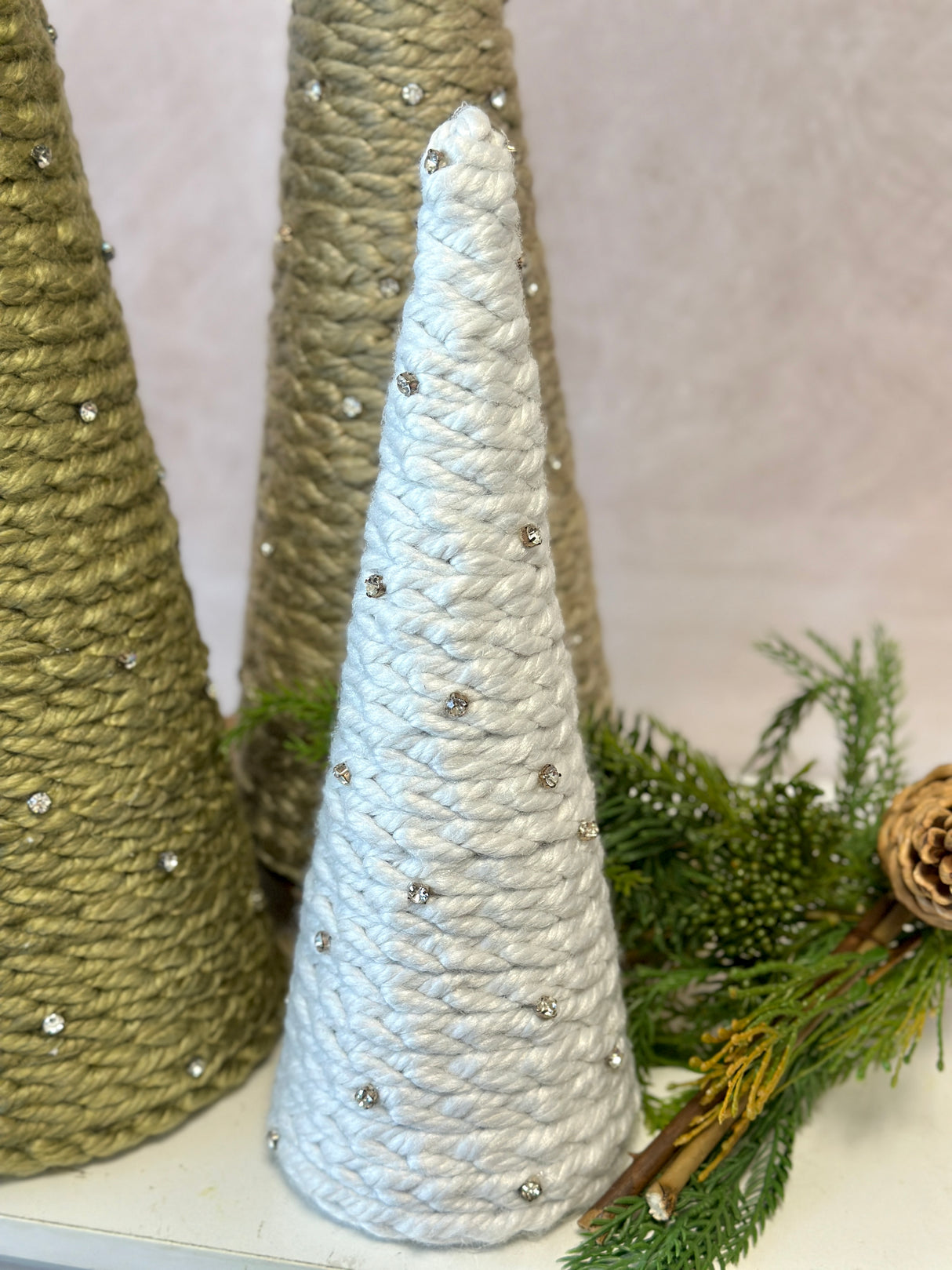 Jewel Yarn Cone Tree Set of 3