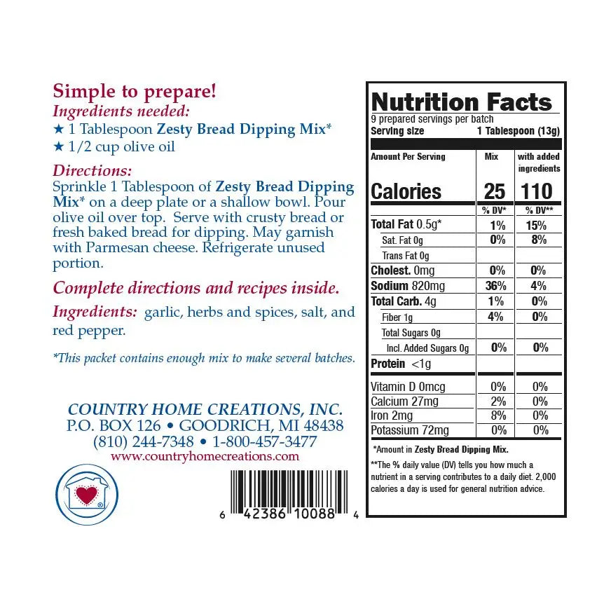Zesty Bread Dipping Mix