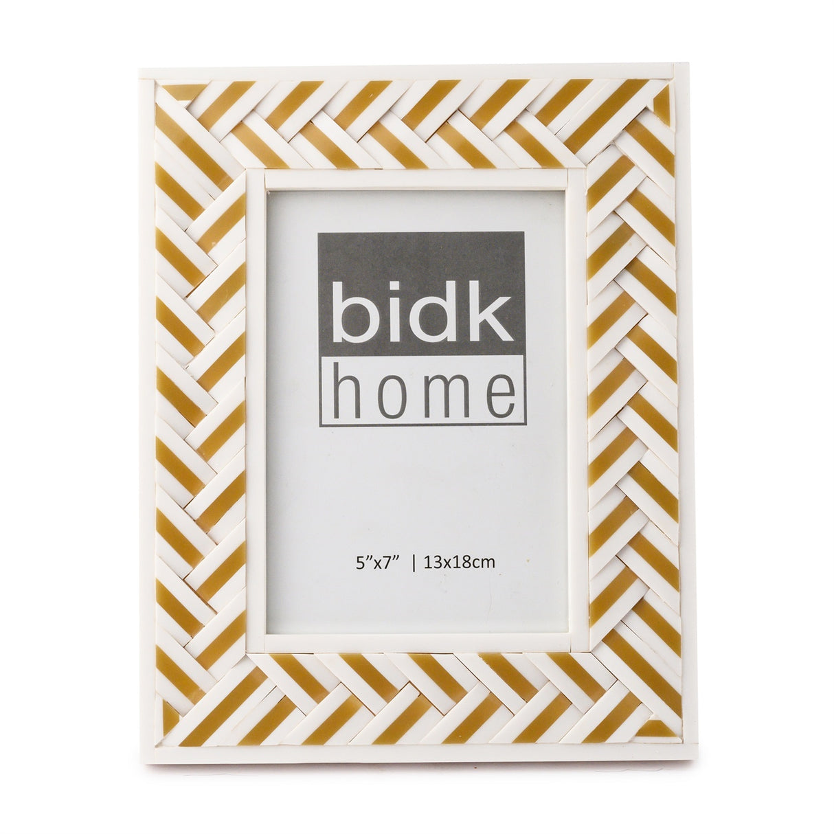 5x7” White Resin Criss Cross Picture Frame