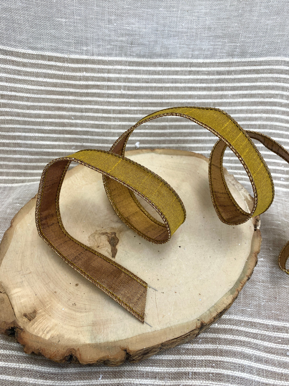 1" Mustard Fusion Dupion Ribbon Bolt