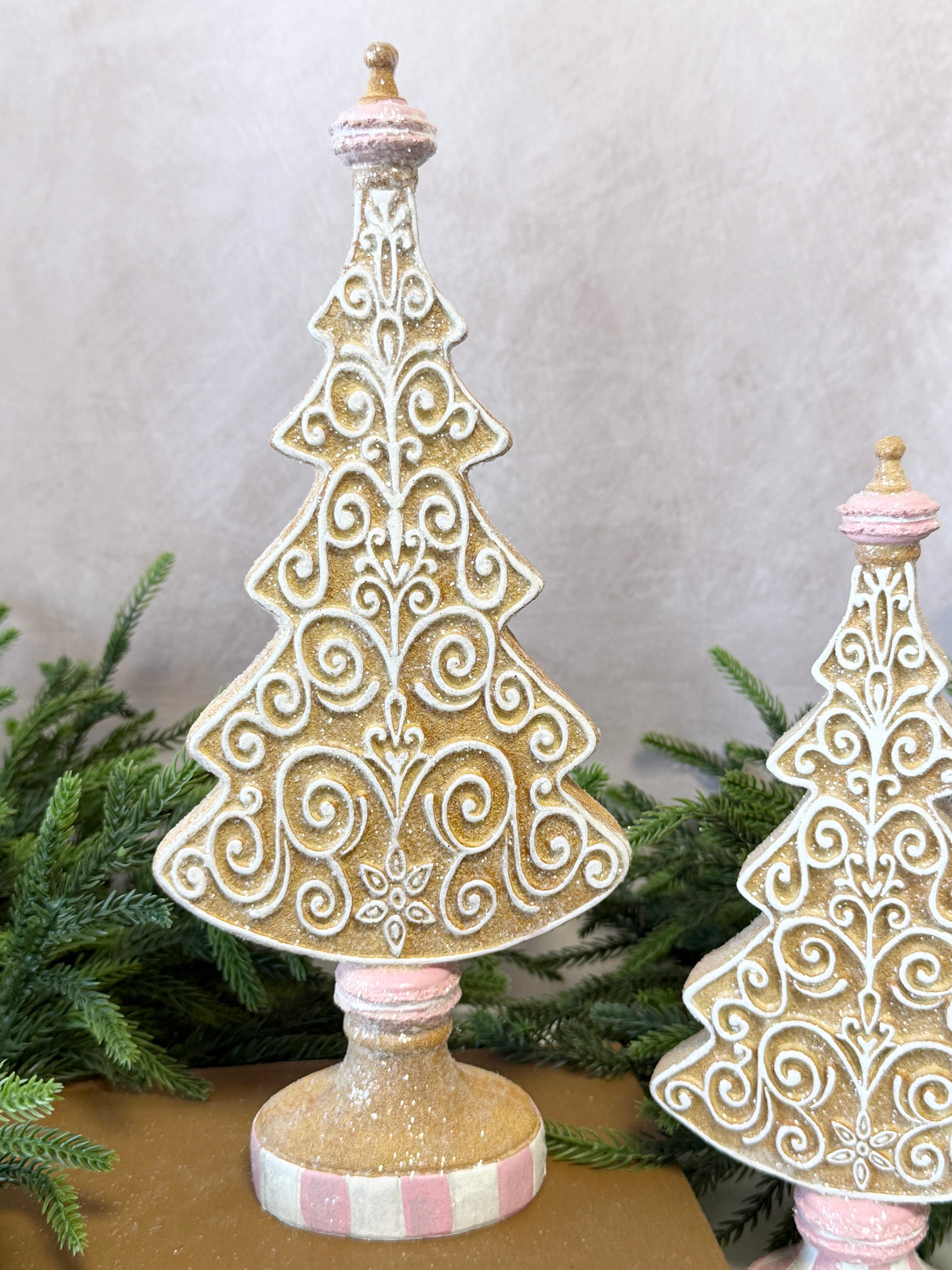 Resin Iced Gingerbread Tree Set of 2