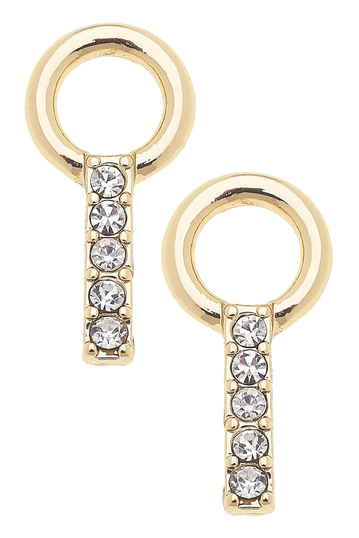 Shiny Gold Pave Baguette Huggie Charm