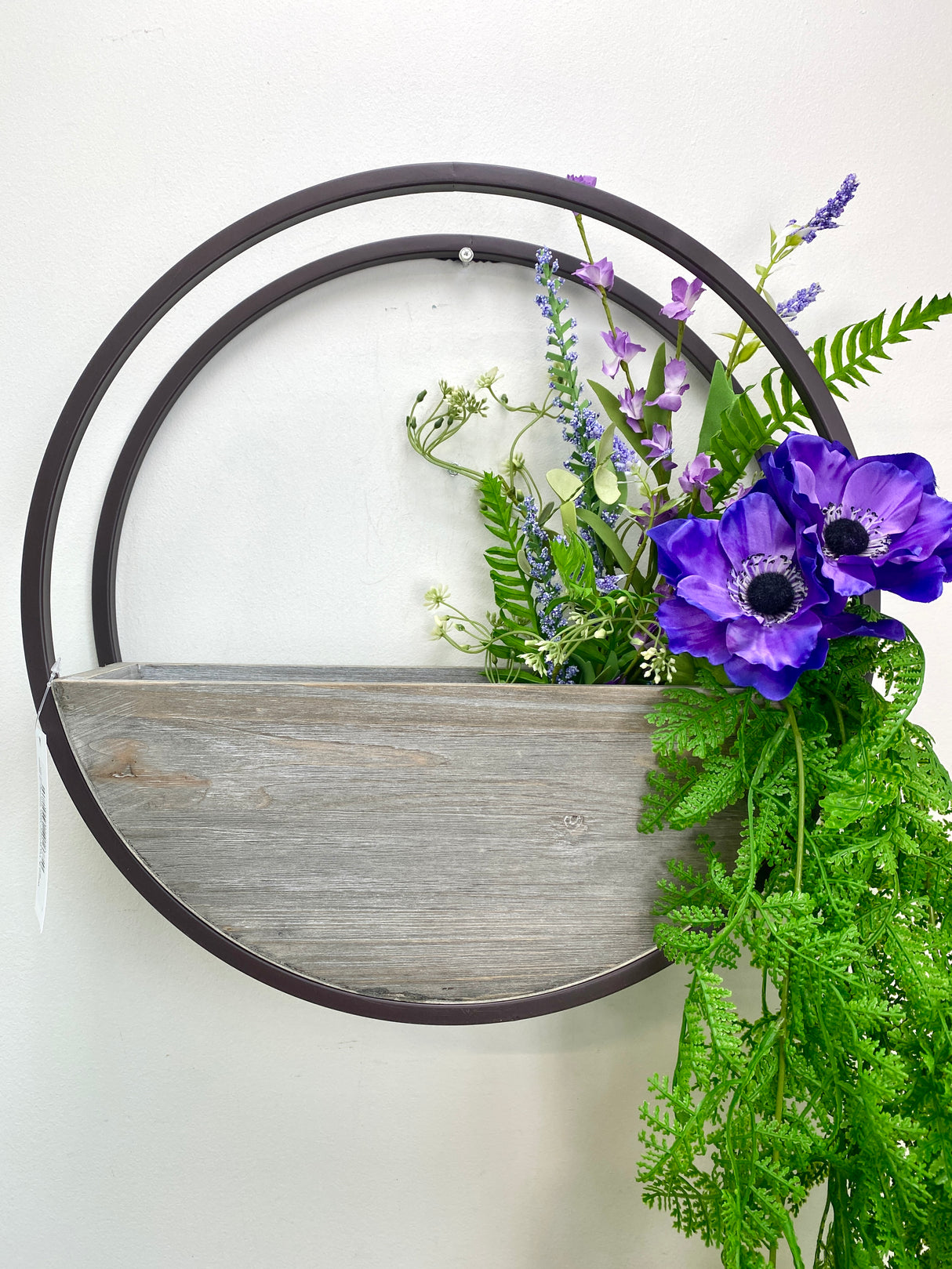 Wood & Tin Round Wall Planter -2 Sizes