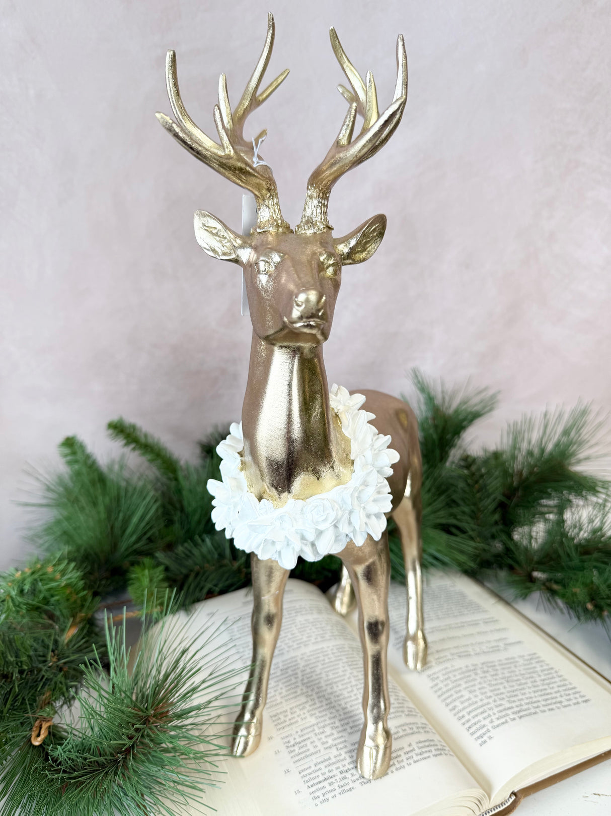Winter Tale Gold Resin Standing Deer