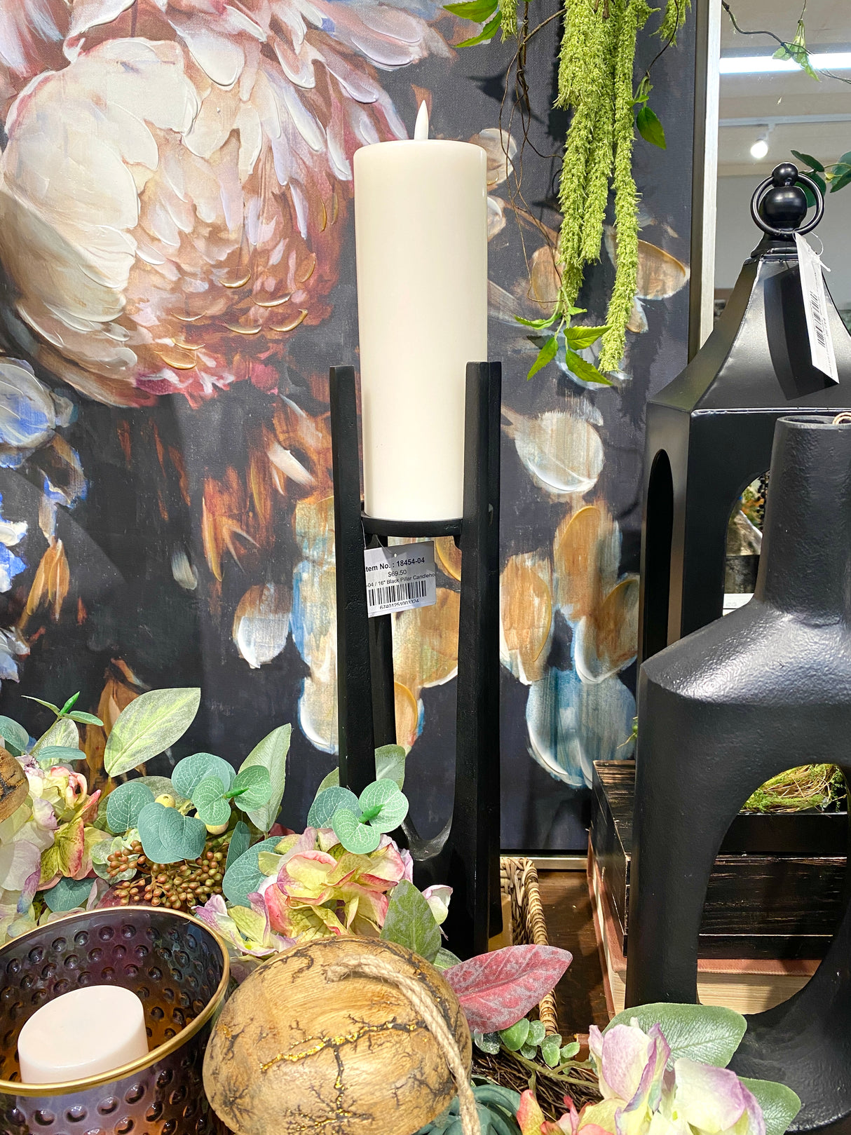 16" Black Pillar Candleholder