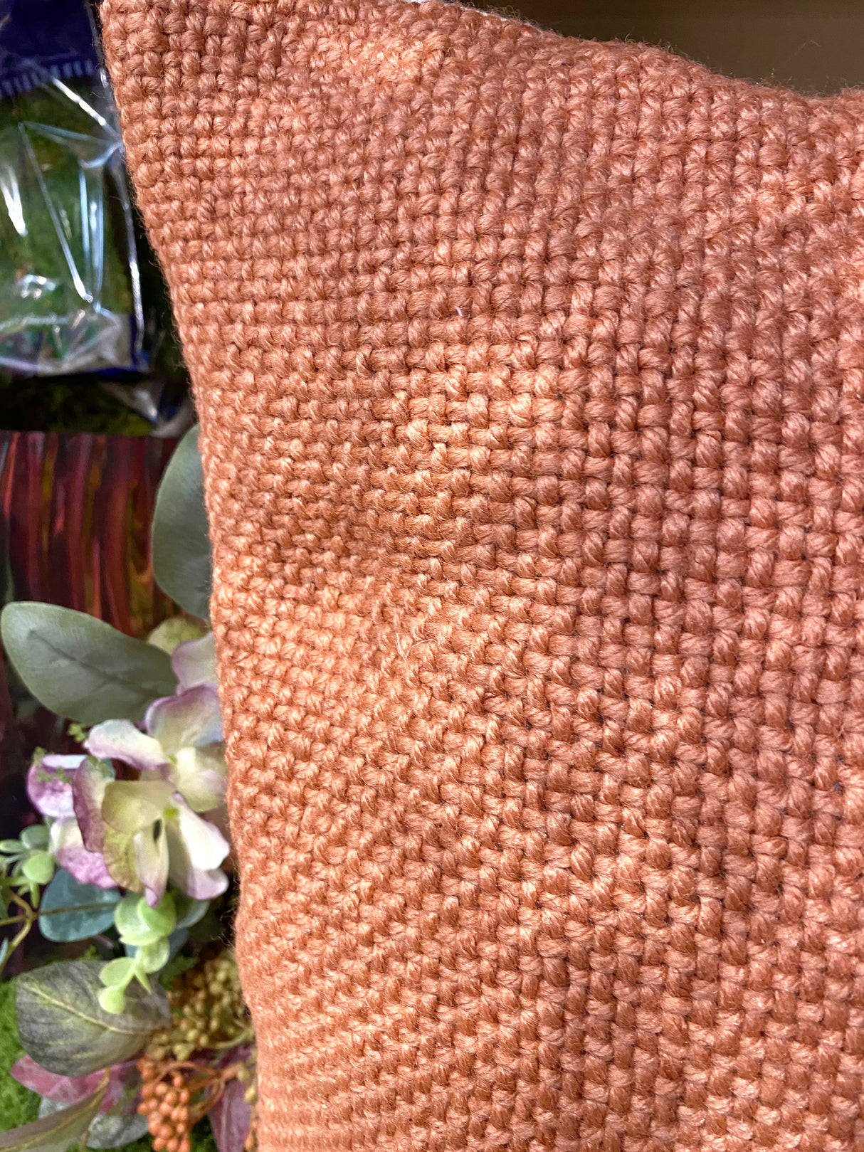 Square Coral Woven Pillow