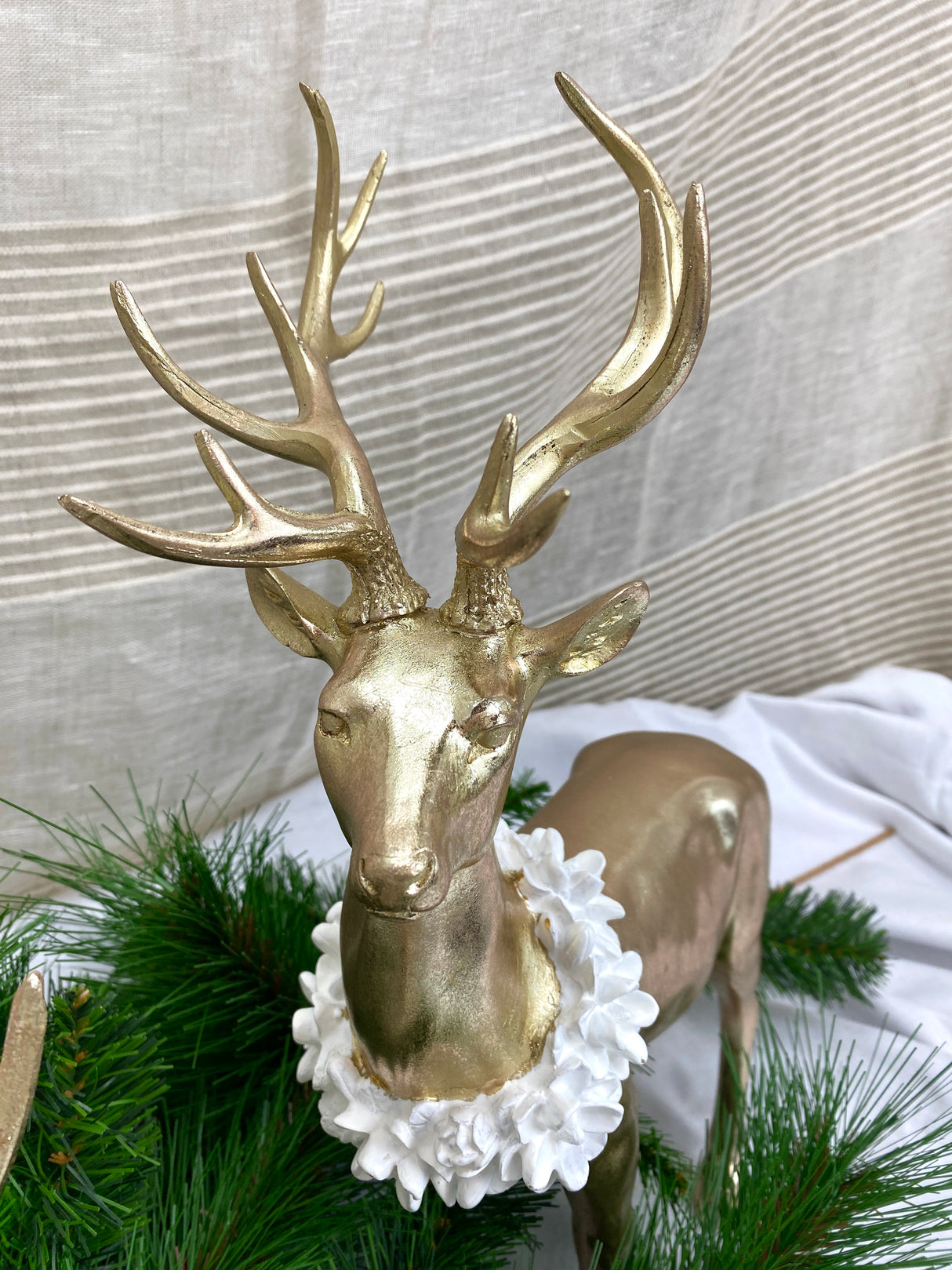 Winter Tale Gold Resin Standing Deer