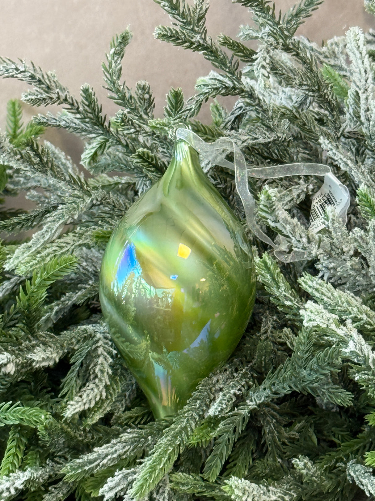 6" Green Glass Finial Ornament
