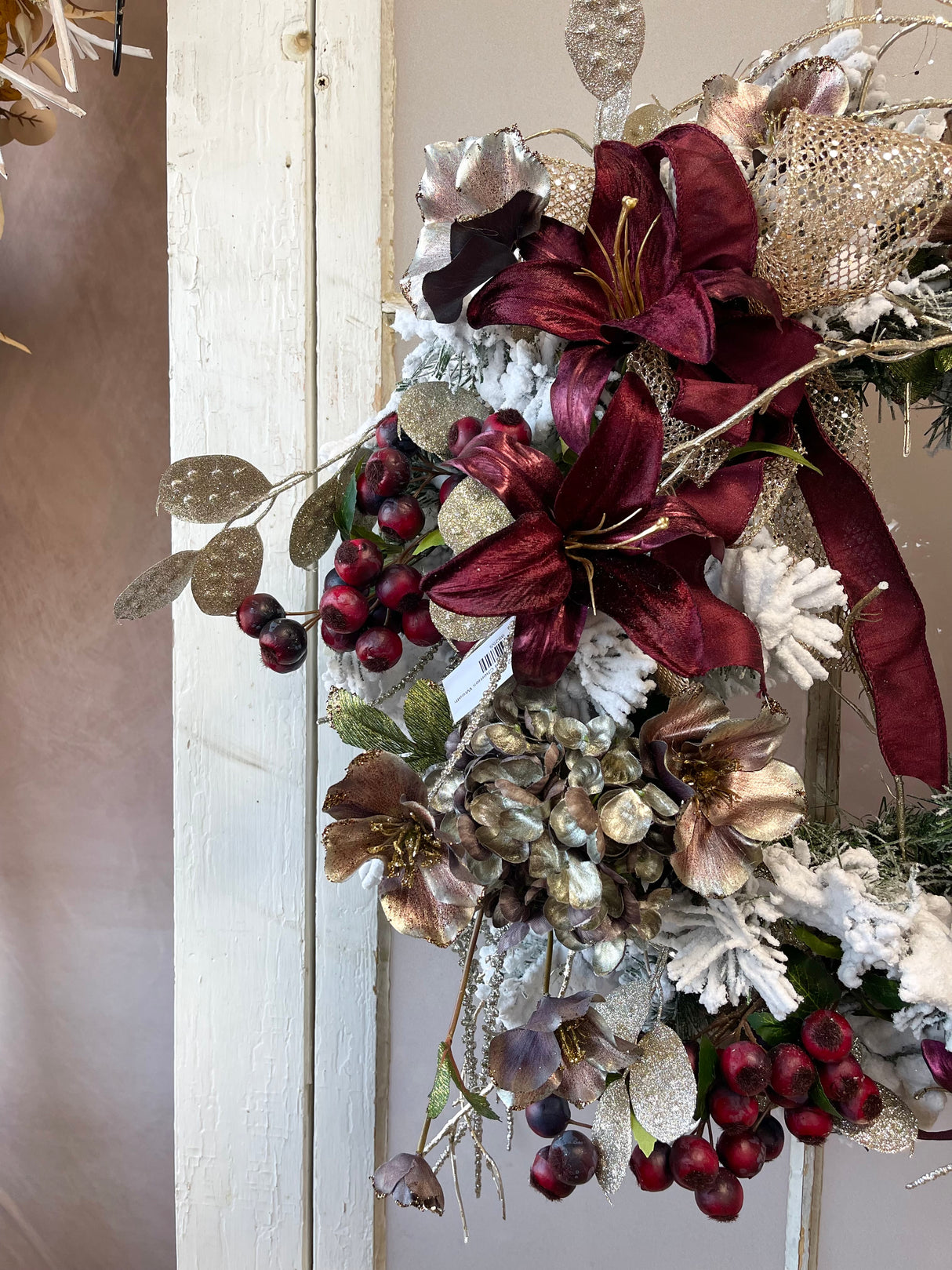 23" Snow Kissed Cherries Wreath