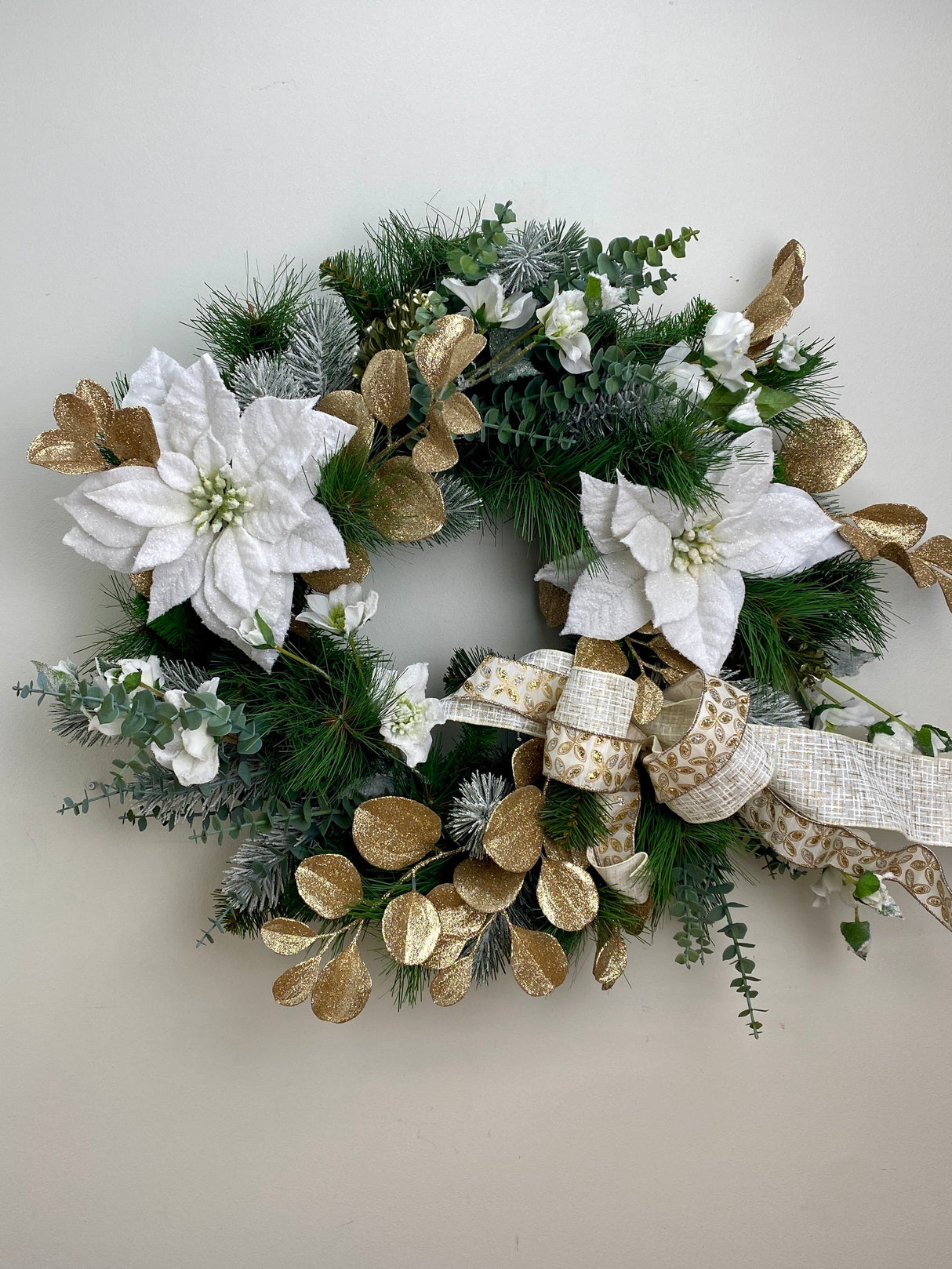 29" Golden Poinsettia Wreath