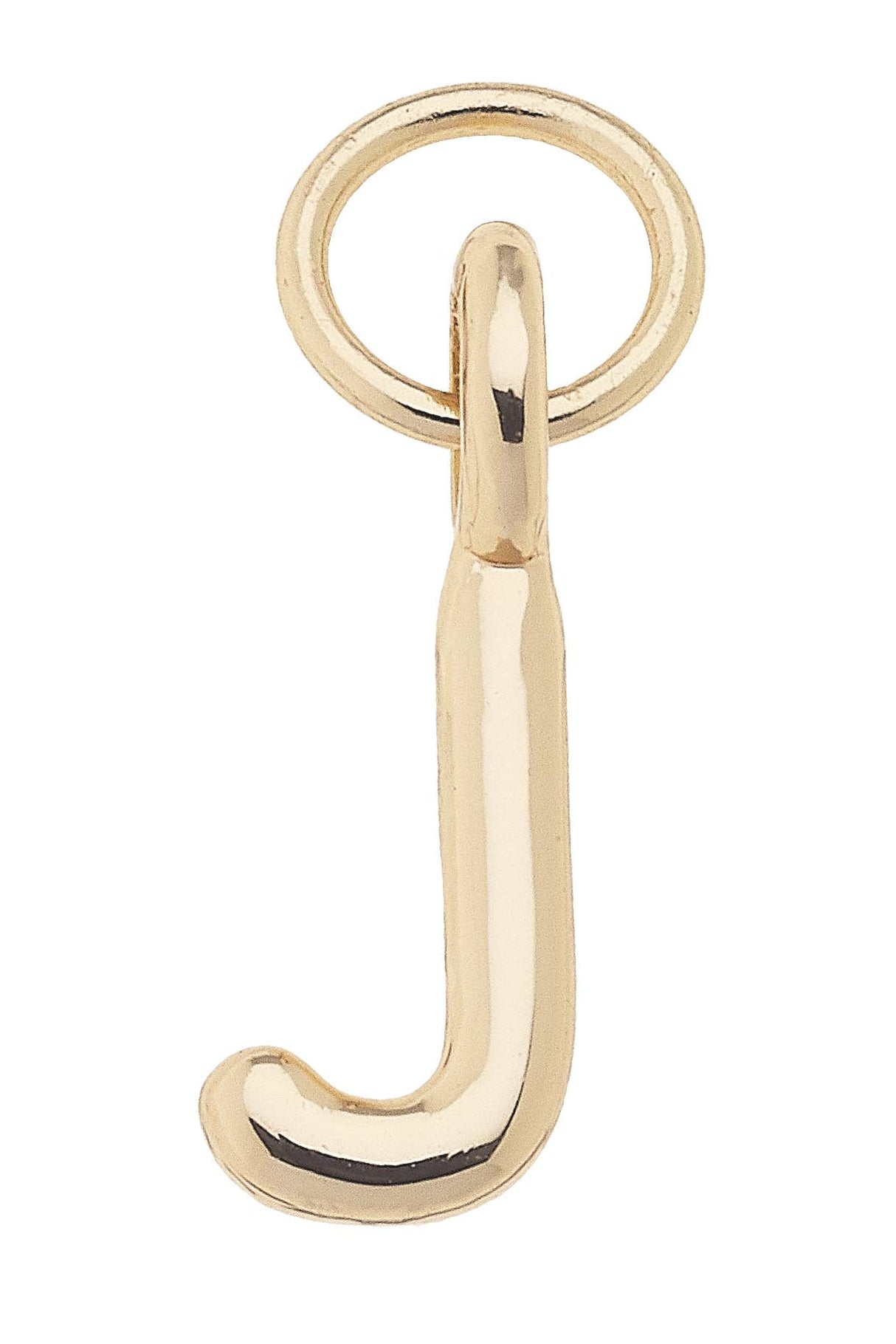 E Mini Initial Charm in Shiny Gold