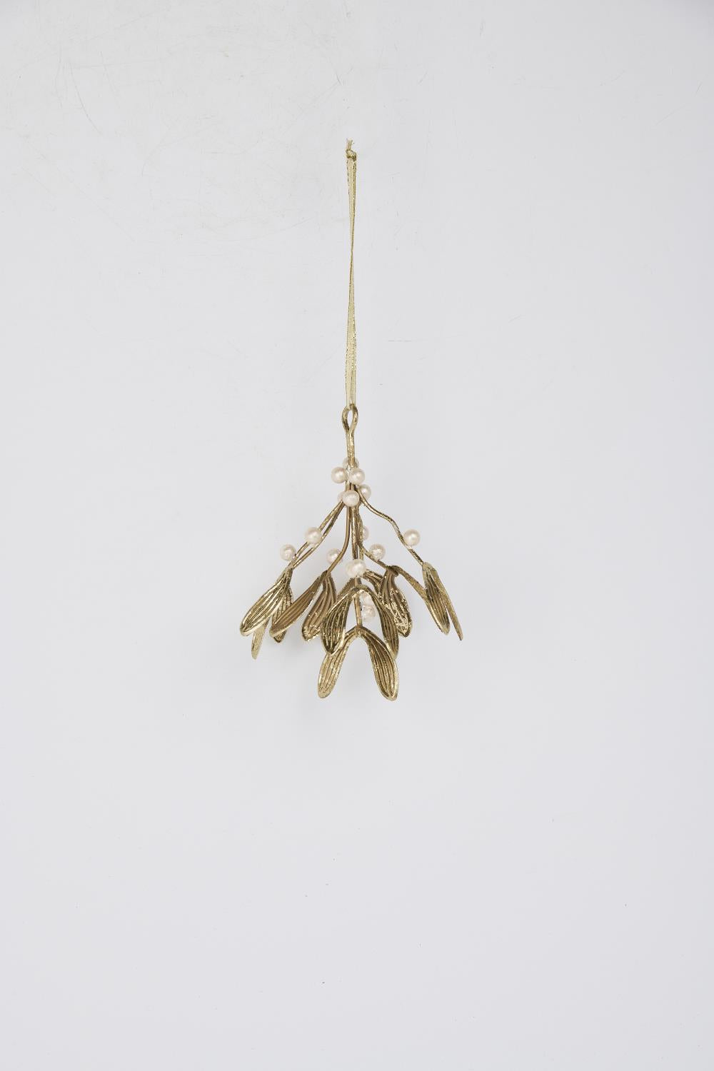 Gold Metal Mistletoe Ornament