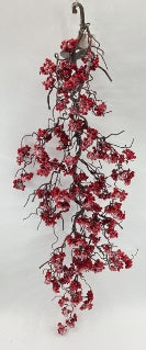 48" Icy Red Berry Hanging Garland