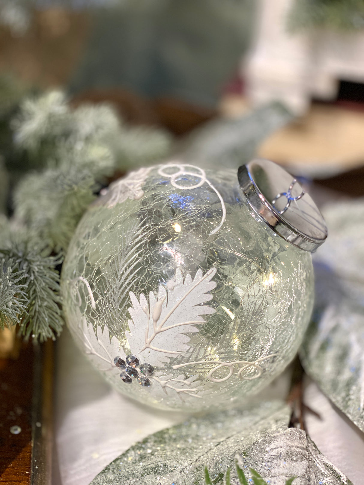 Frosted Pine Lighted Table Ornament