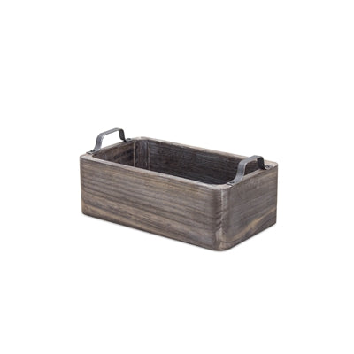 Deep Wooden Tray w/ Metal Handles