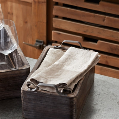 Deep Wooden Tray w/ Metal Handles