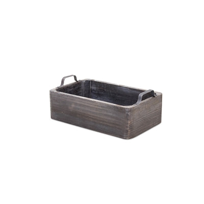Deep Wooden Tray w/ Metal Handles