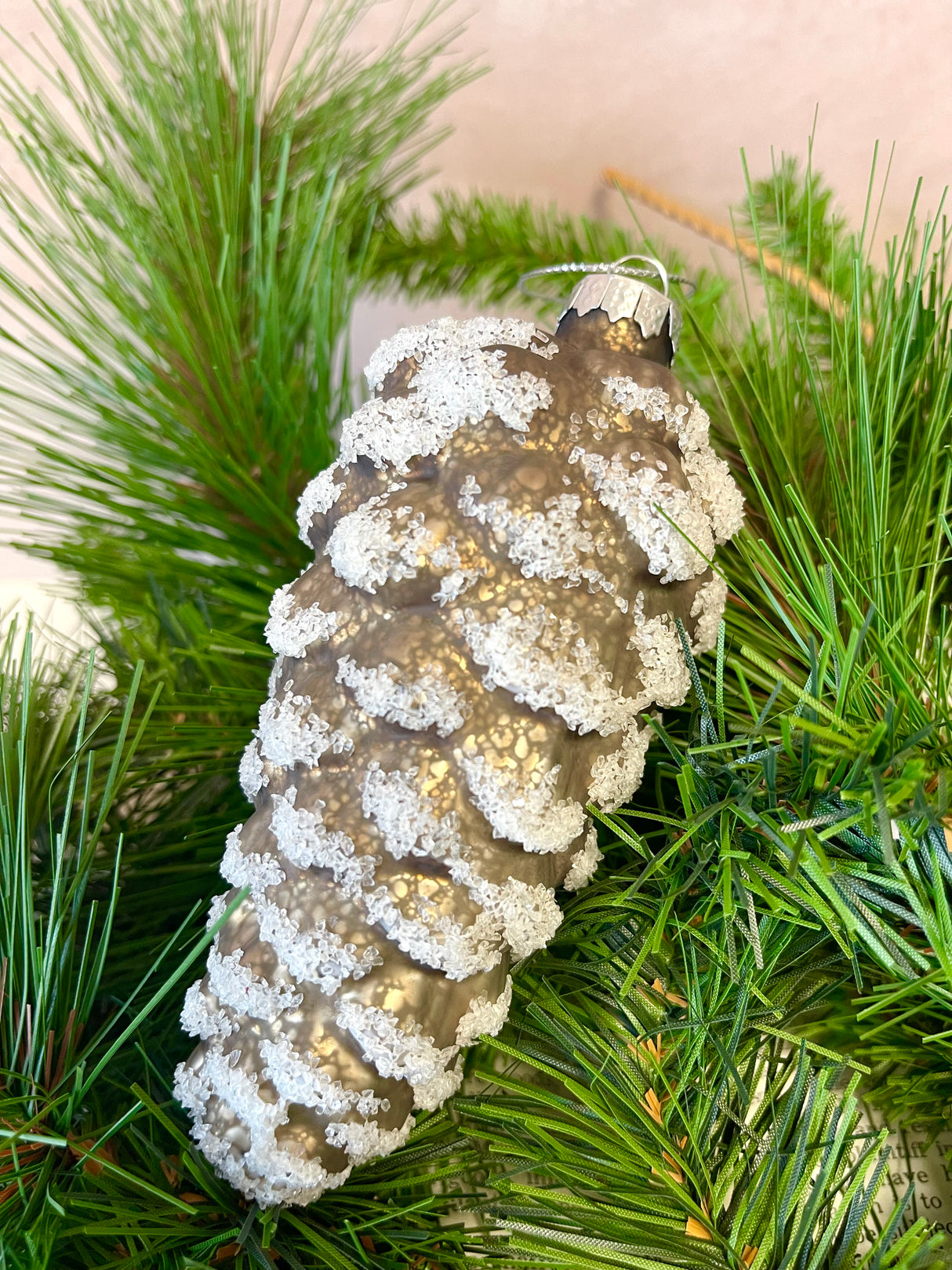 Winter Pinecone Glass Ornament