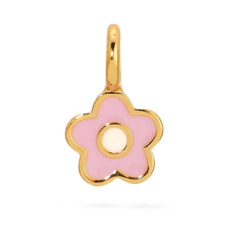Pink Flower 14K Gold Charm