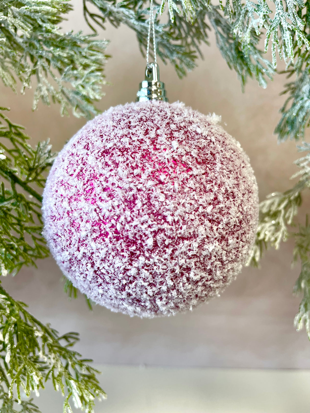 Pink Frosted Ball Ornament