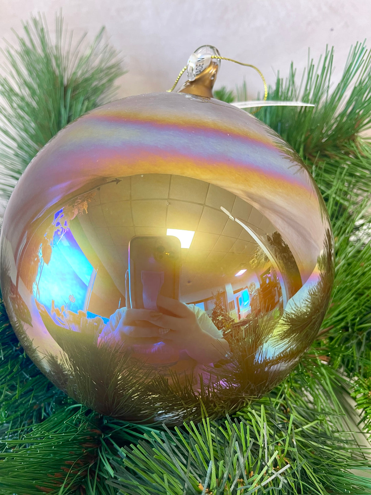 Large Warm Iridescent Glass Ornament