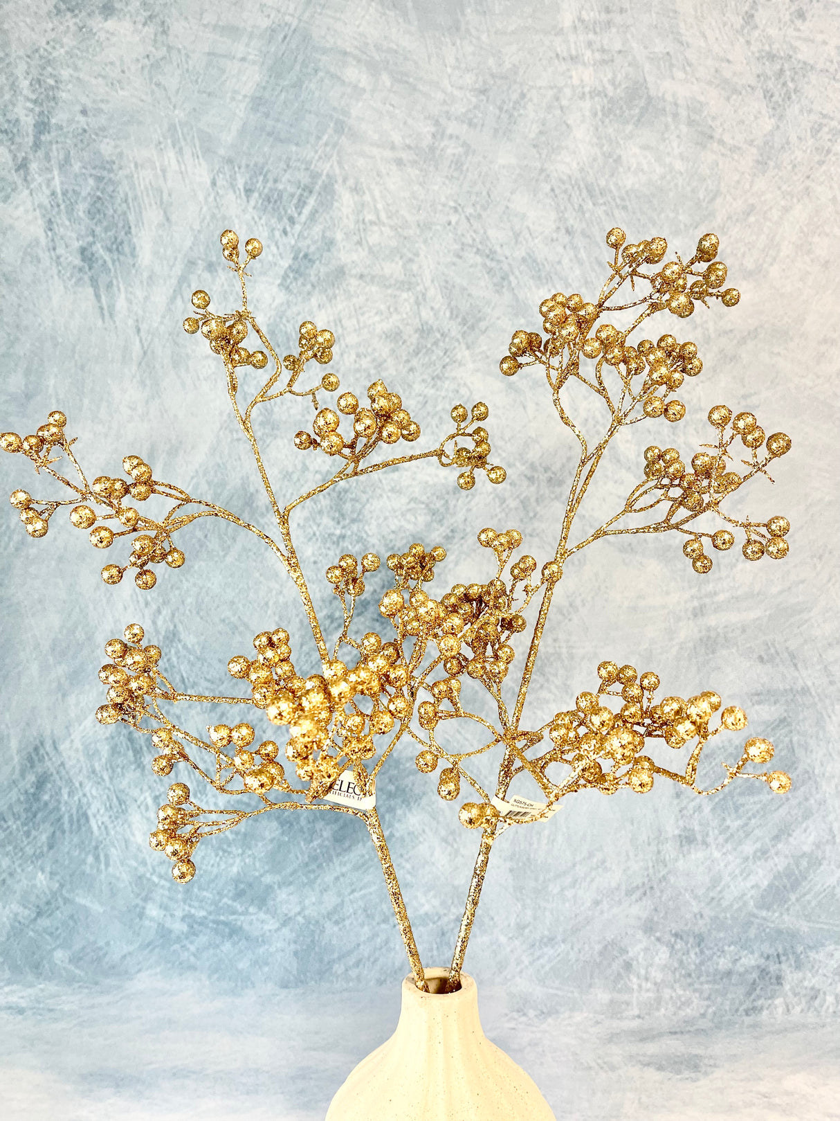 Gold Glittered Berry Spray