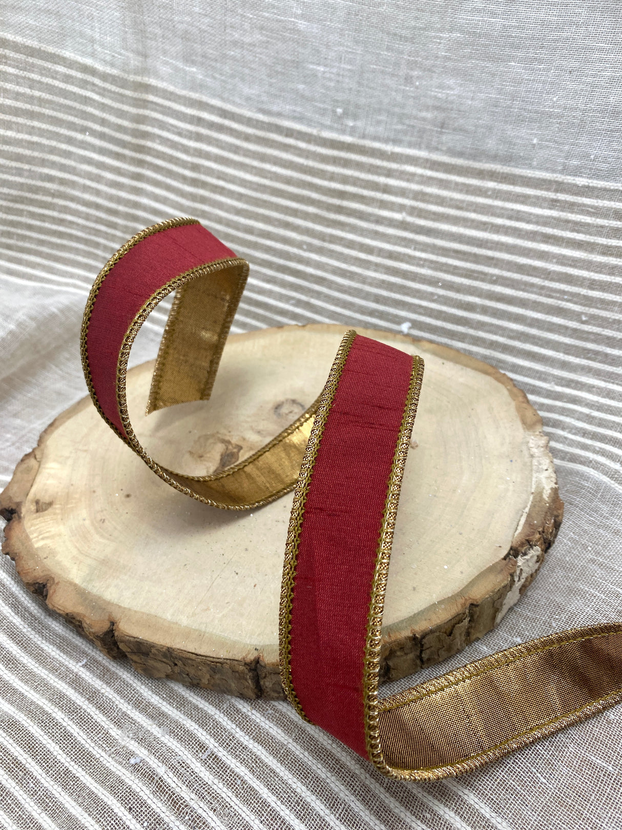 1" Burgundy Fusion Dupion Ribbon Bolt