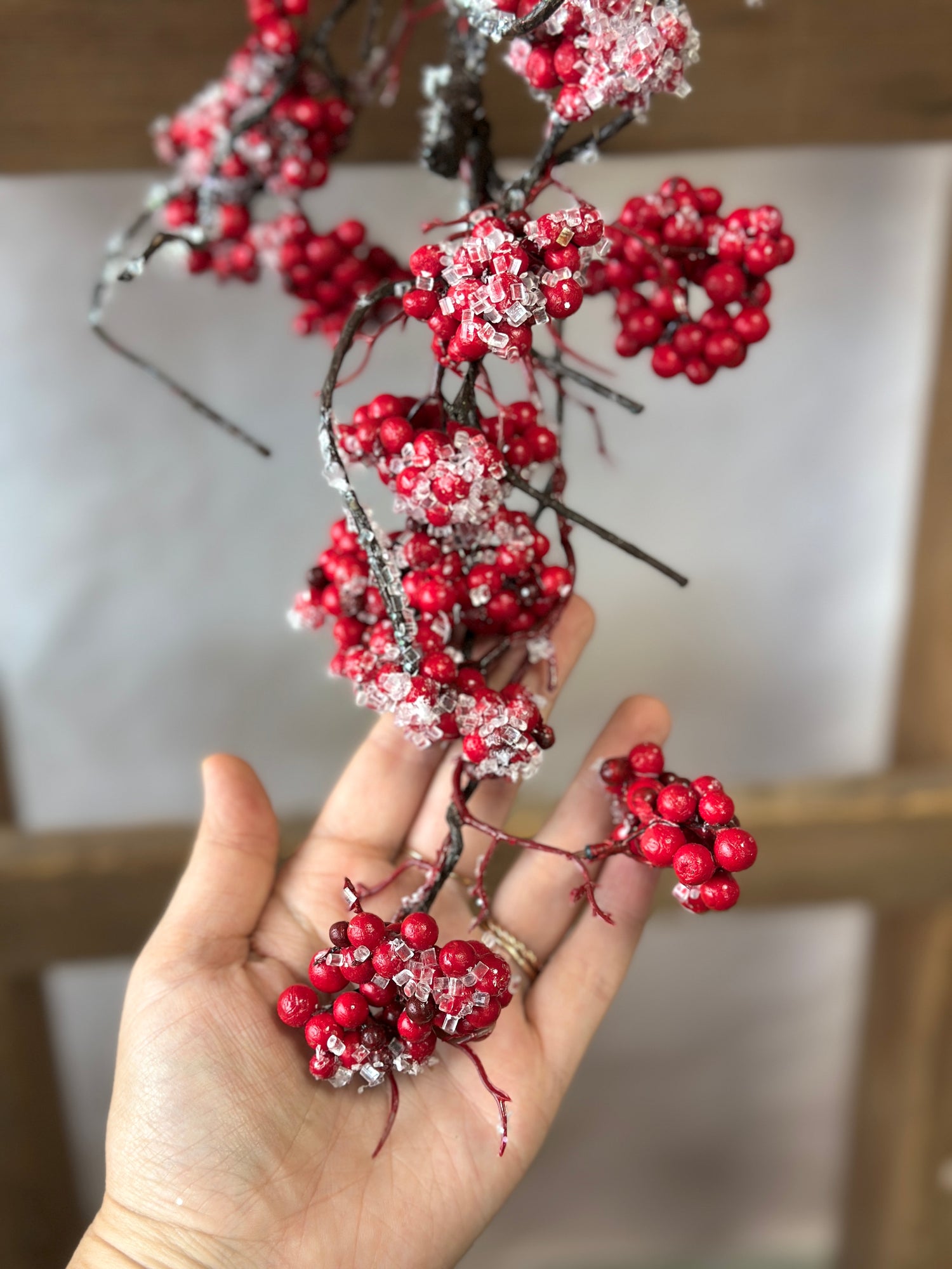 48" Icy Red Berry Hanging Garland