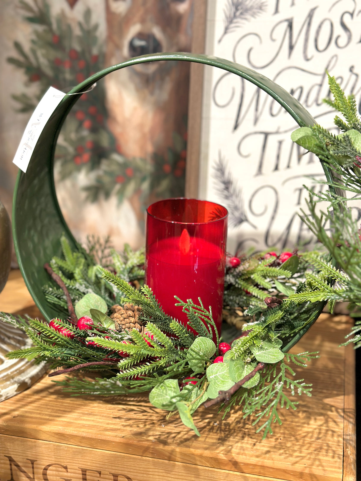 Frost Mixed Greens Candle Ring