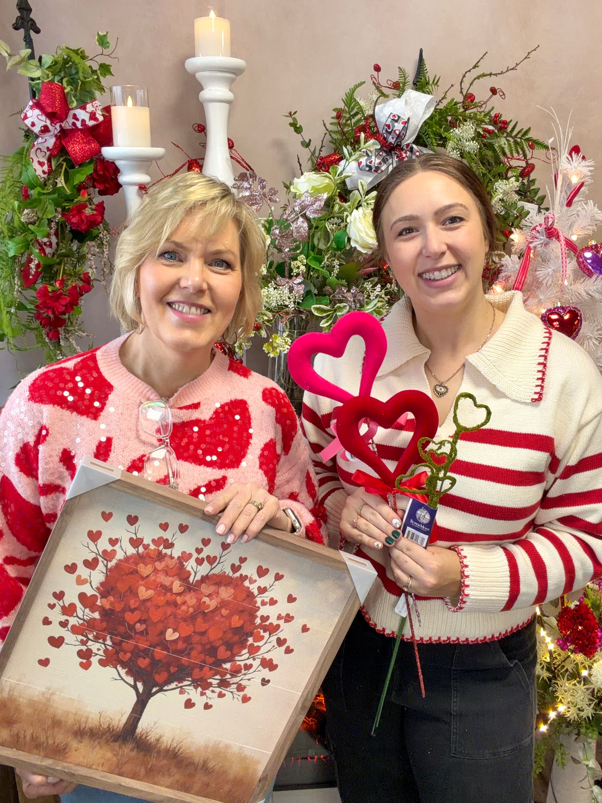 Vintage Valentine Tree Wood Art