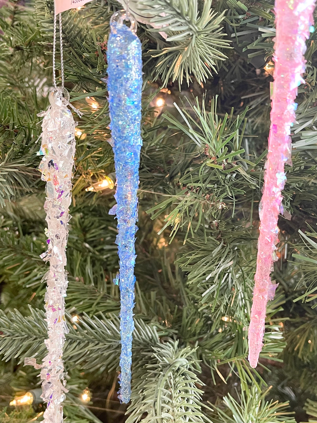Glass Retro Tinsel Icicle Ornament - 3 Colors