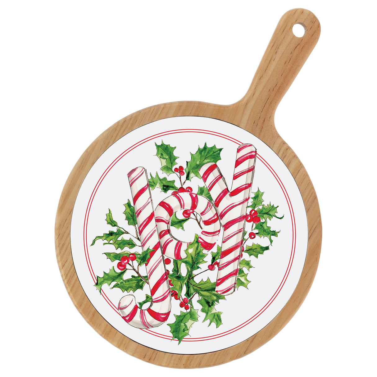 Holly Joy Candy Ceramic & Bamboo Cheese Board