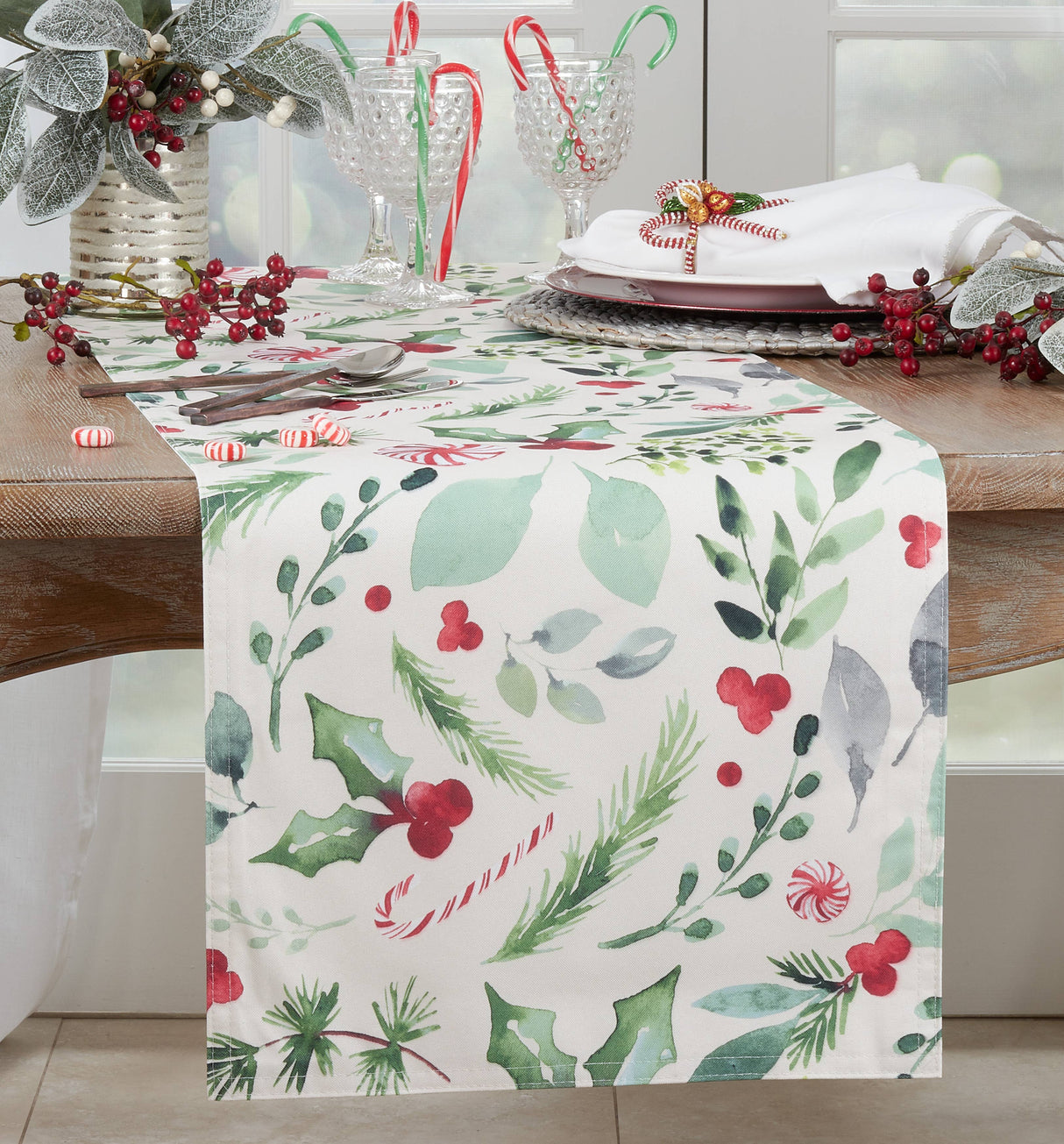 Christmas Candy Canes Table Runner