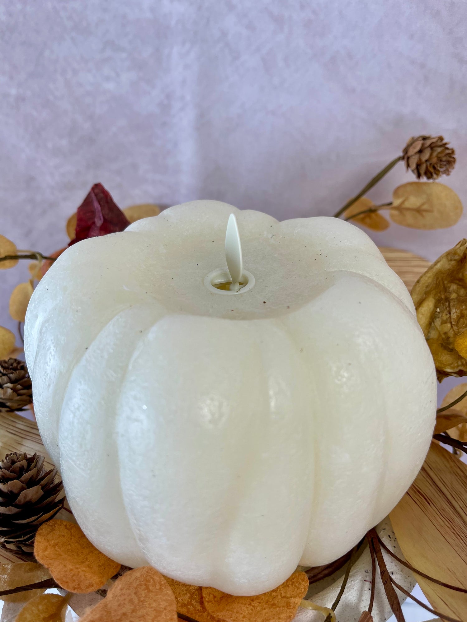 4.5" White Pumpkin Luminara Candle