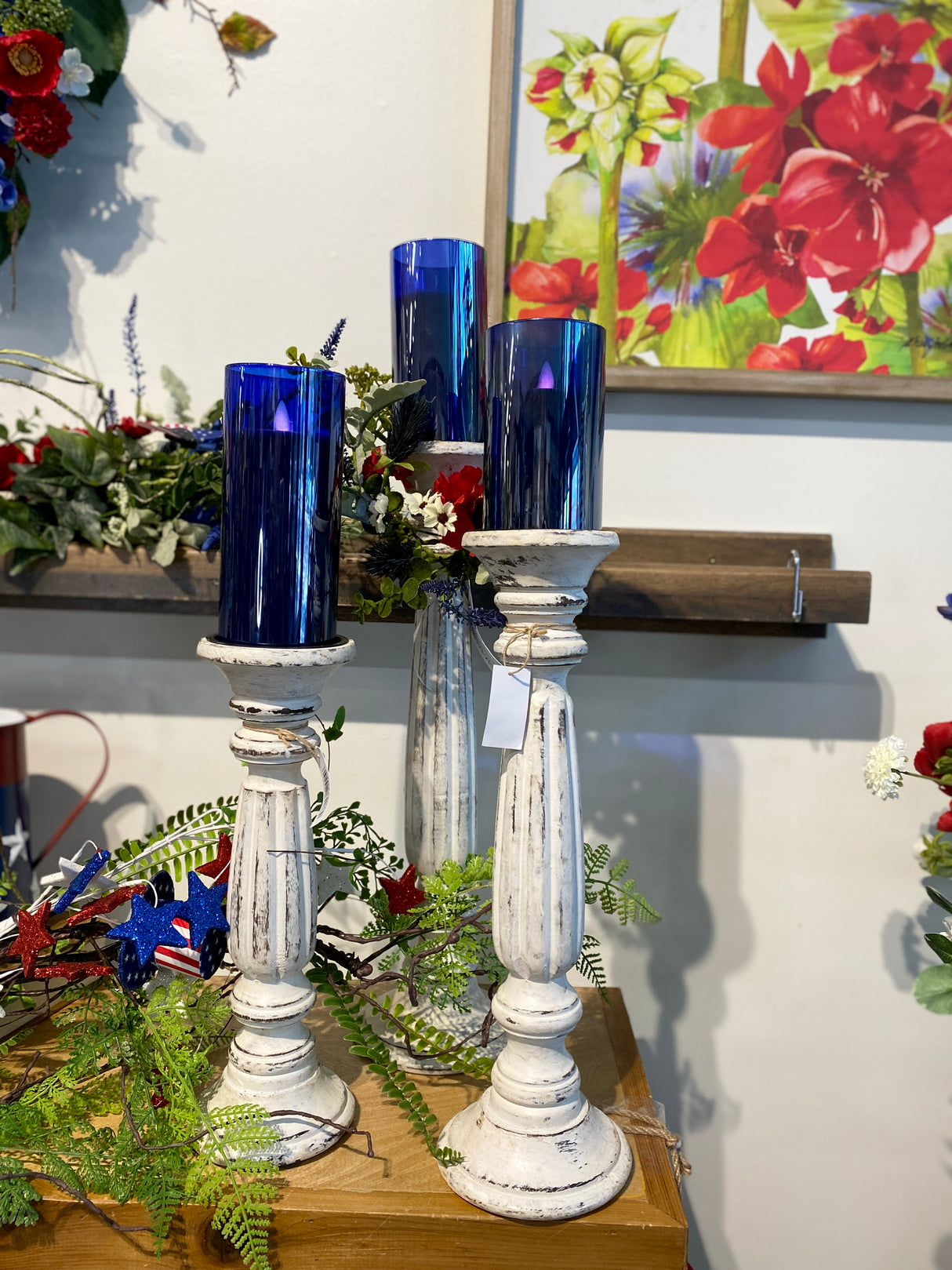 Blue Moving LED Glass Candle Set