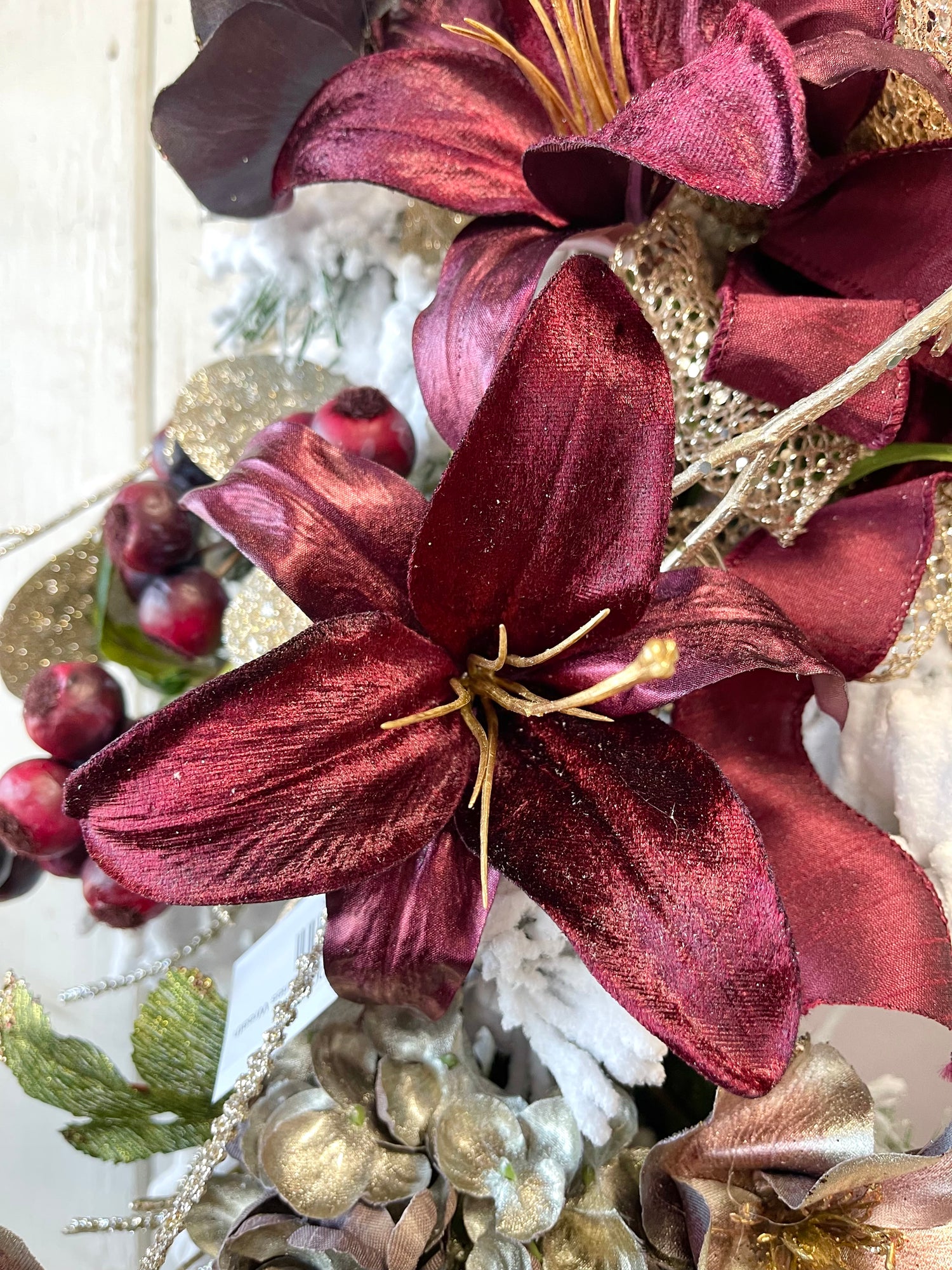 23" Snow Kissed Cherries Wreath