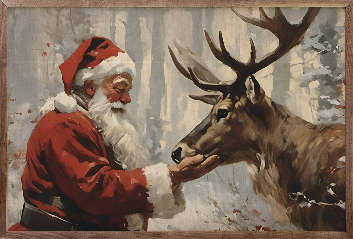 Santa Claus with Reindeer: 24x16