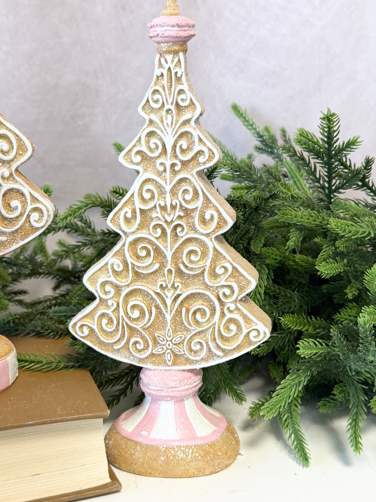 Resin Iced Gingerbread Tree Set of 2