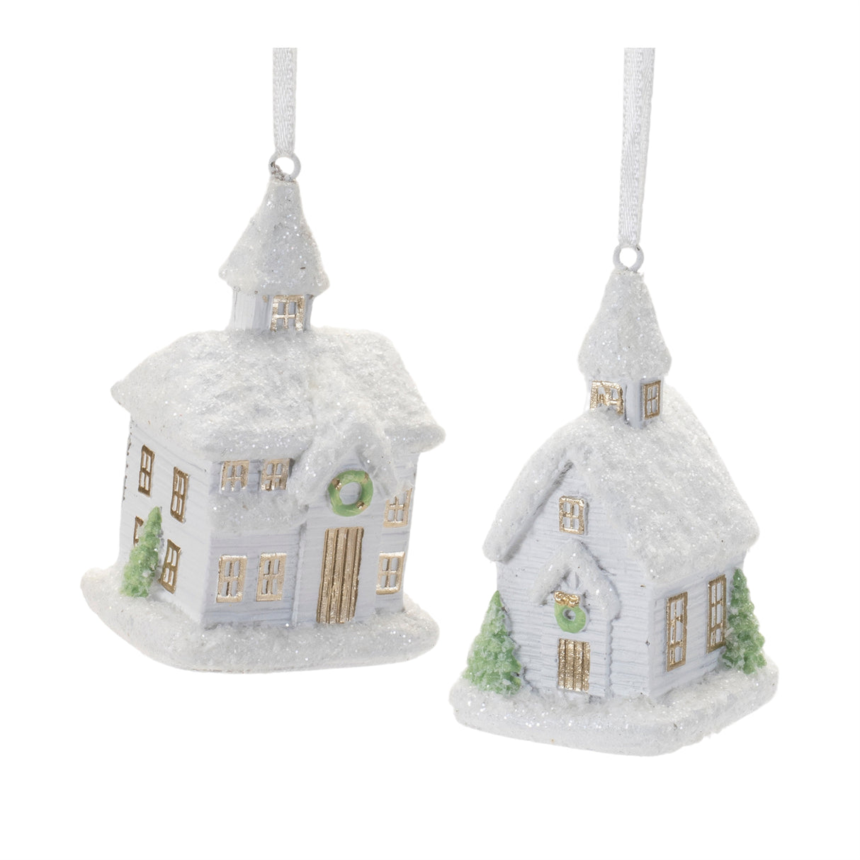 Snow Dusted Church Ornament