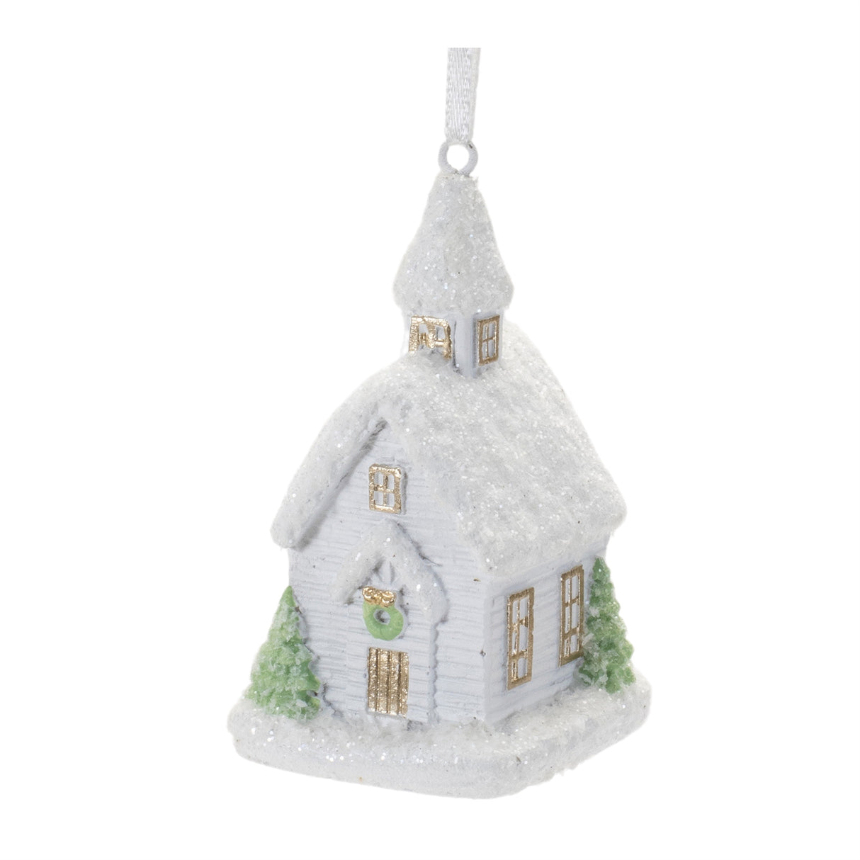 Snow Dusted Church Ornament