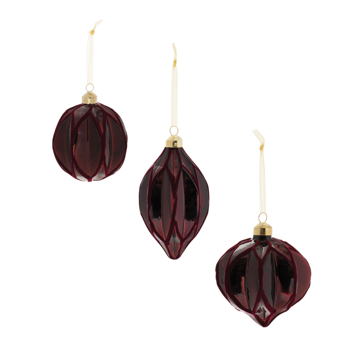 Warm Burgundy Glass Ornament - 3 Styles