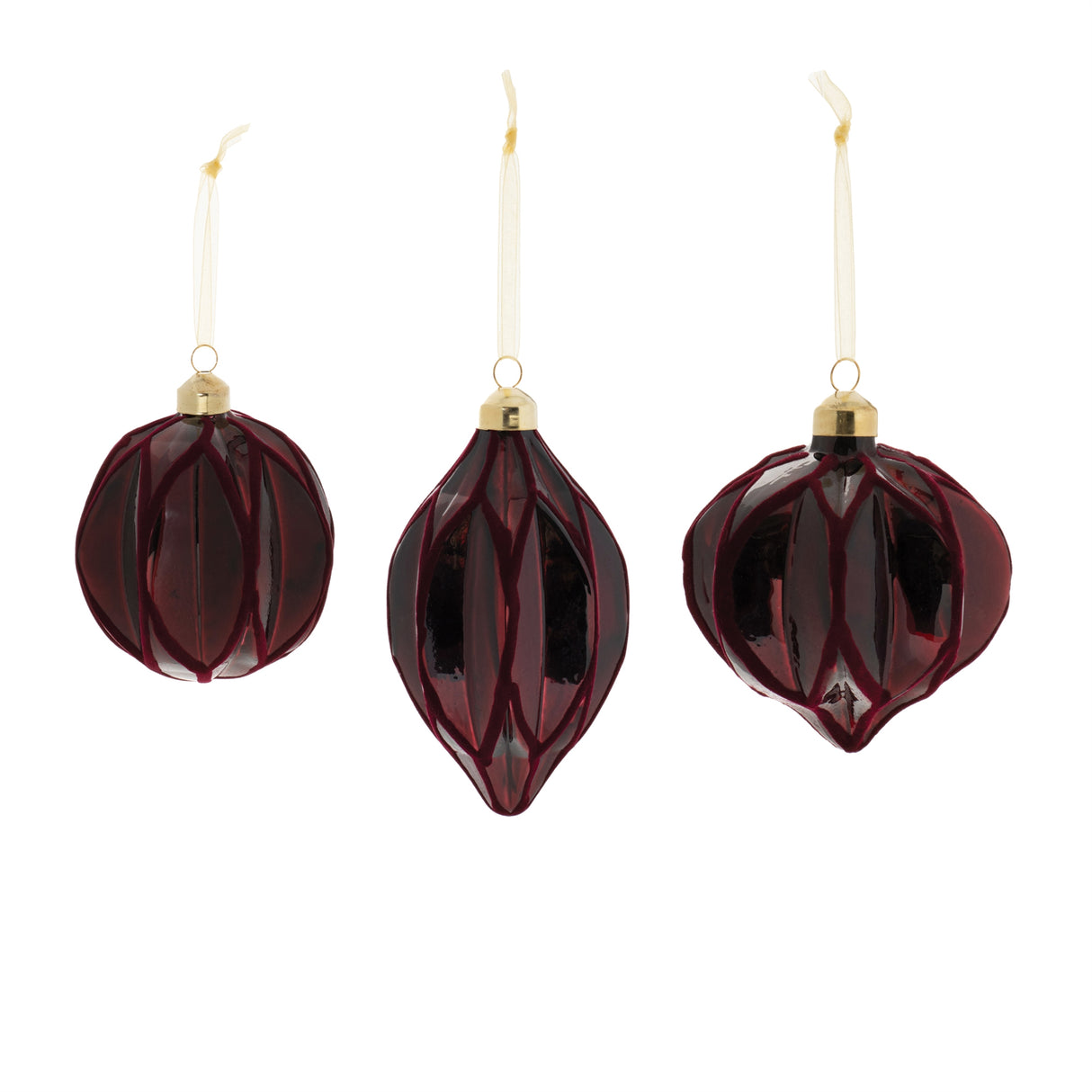 Warm Burgundy Glass Ornament - 3 Styles