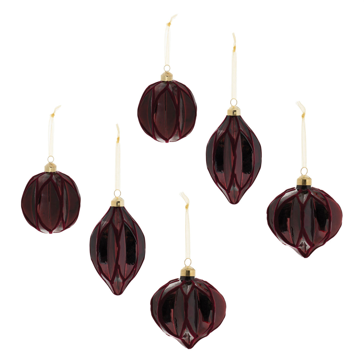 Warm Burgundy Glass Ornament - 3 Styles